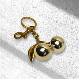 Gold Cherry Bag Charm